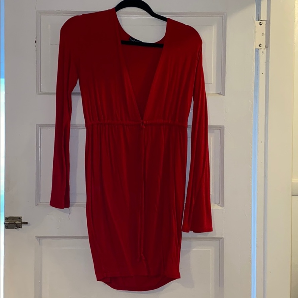 boohoo red dress